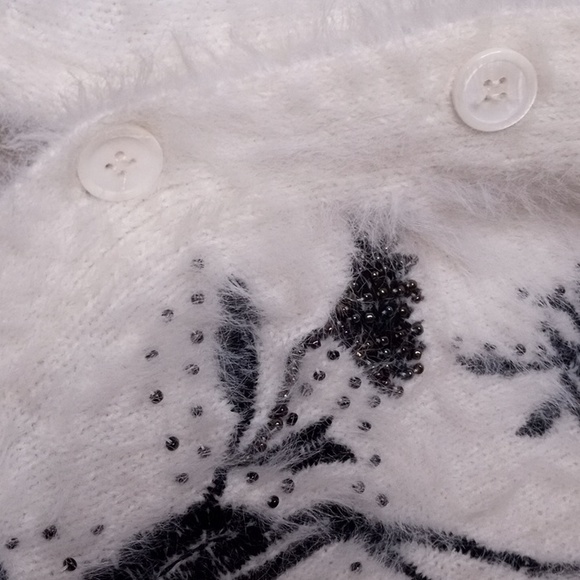 AnthropologieSleeping on Snow Sz MP Wool Blend cardigan Sweater beads em… - Picture 4 of 9